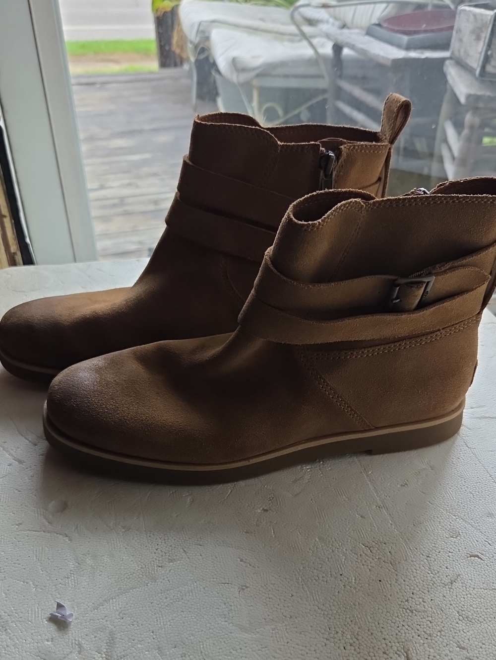 Women's Brown Suede Ankle Boots with Buckle Detail Ugg Size 9